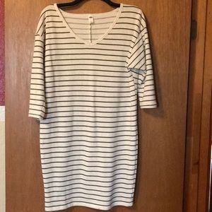 Small olive and white striped dress